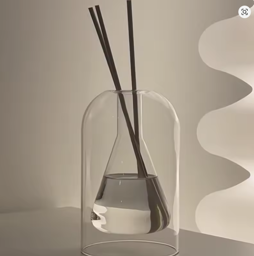 Glazen transparante diffuser fles
